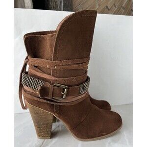 Naughty Monkey Santa Anna Leather Suede Ankle Boots Sz 9 Heels Western Wmn